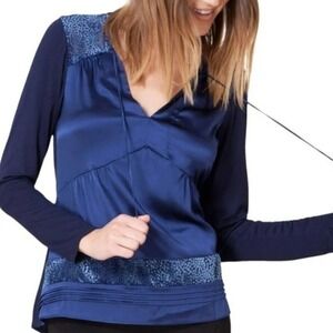 Hale Bob Taisha Silk Charmeuse Blouse Size Small